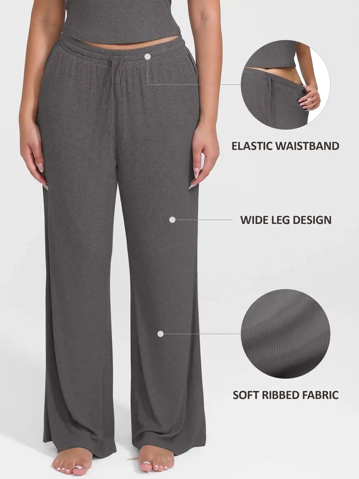 Ribbed Wide-Leg Soft Lounge Pants