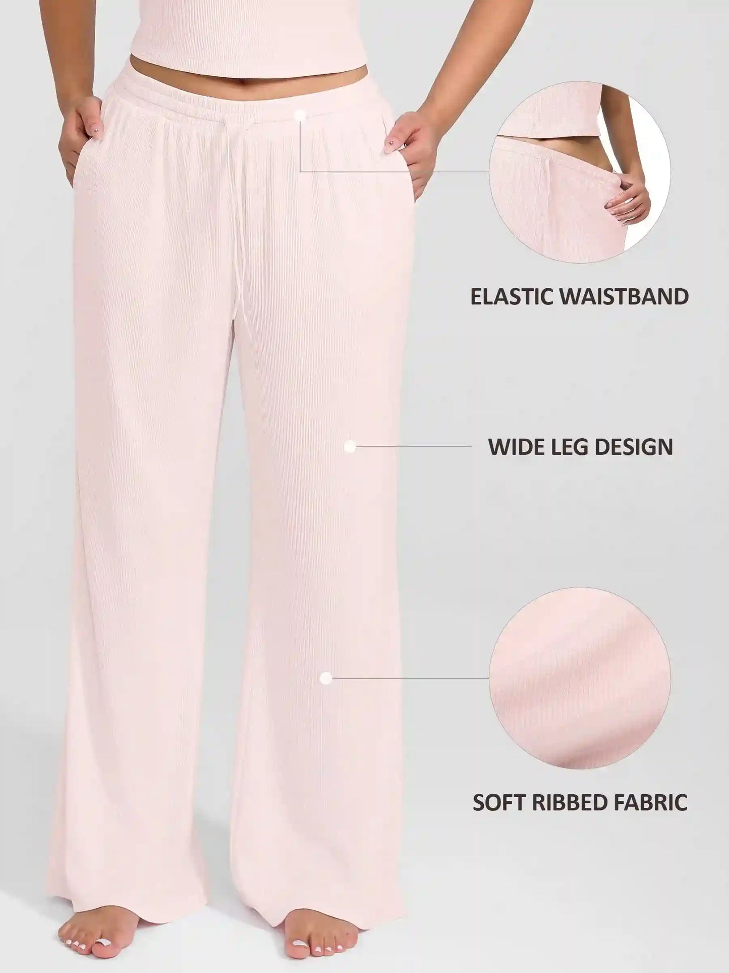 Ribbed Wide-Leg Soft Lounge Pants