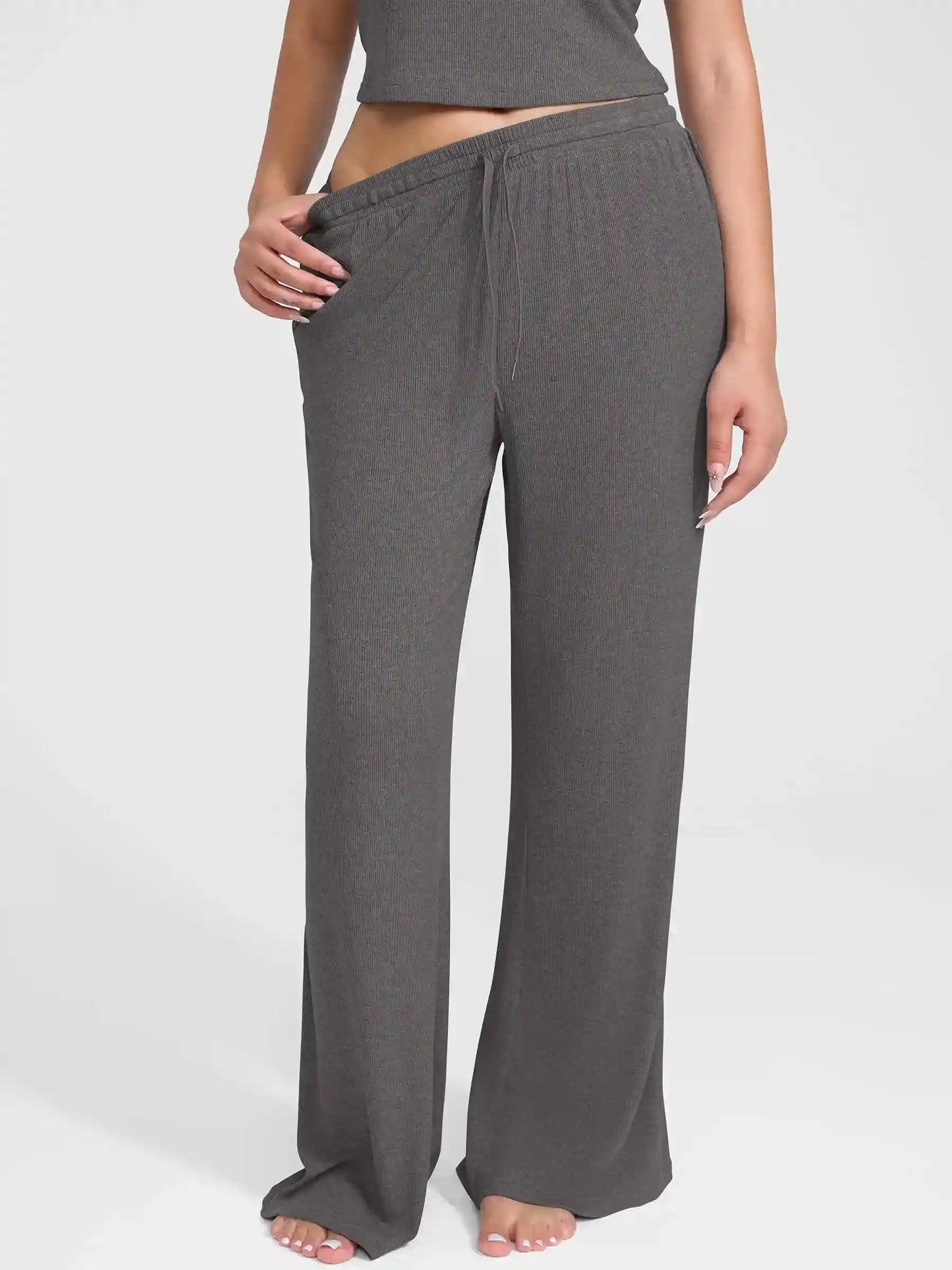 Ribbed Wide-Leg Soft Lounge Pants