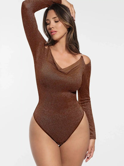 Shiny Swing Collar All In One Bodysuit