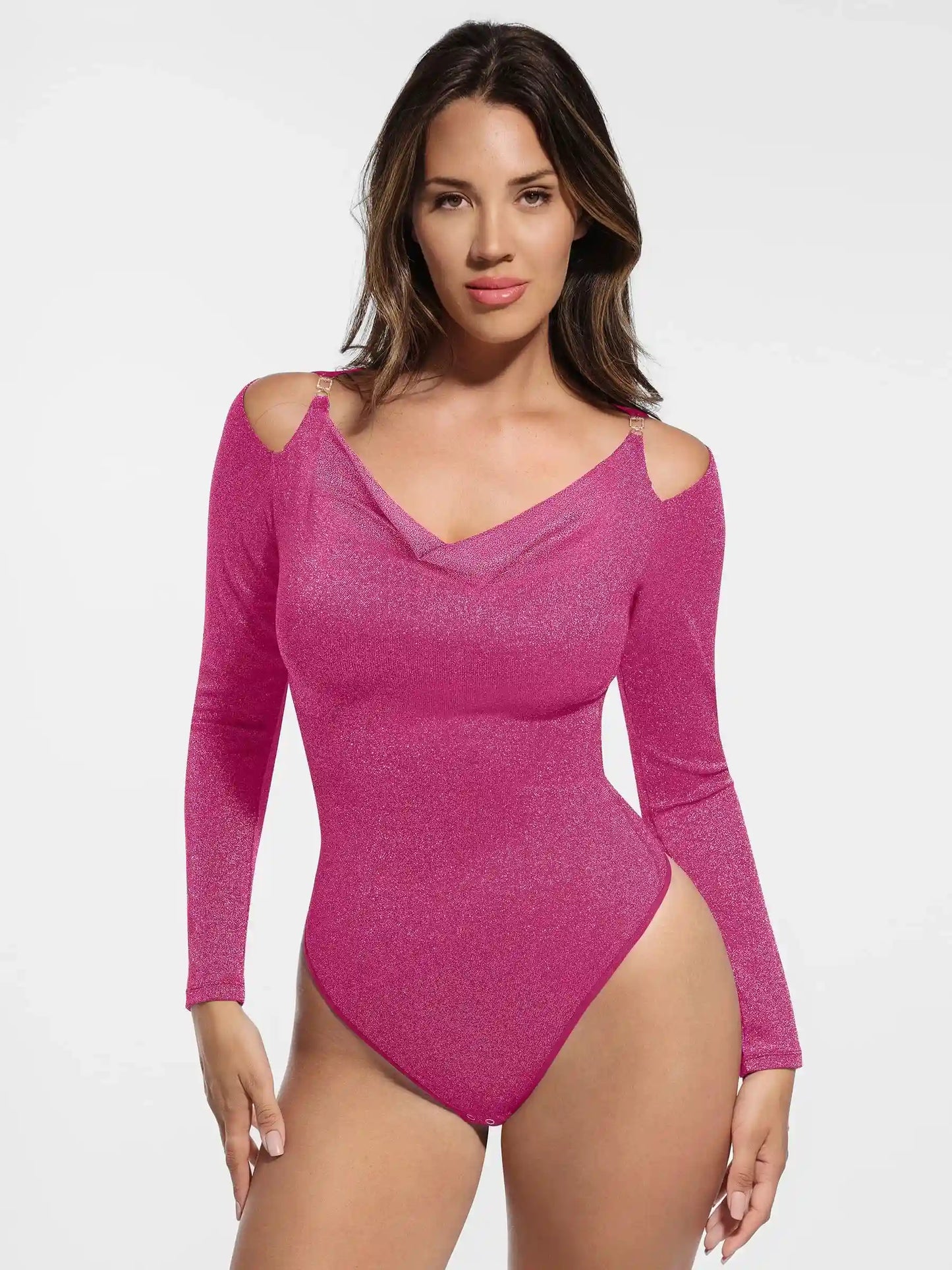 Shiny Swing Collar All In One Bodysuit