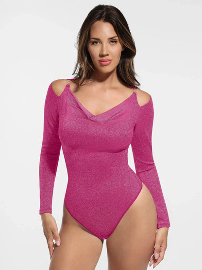 Shiny Swing Collar All In One Bodysuit
