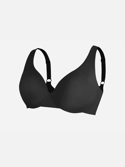 Adjustable-Strap Underwire Deep V-neck Bra