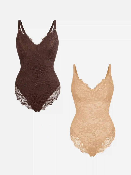 2-Pack Lace V Neck Bodysuit Bundle