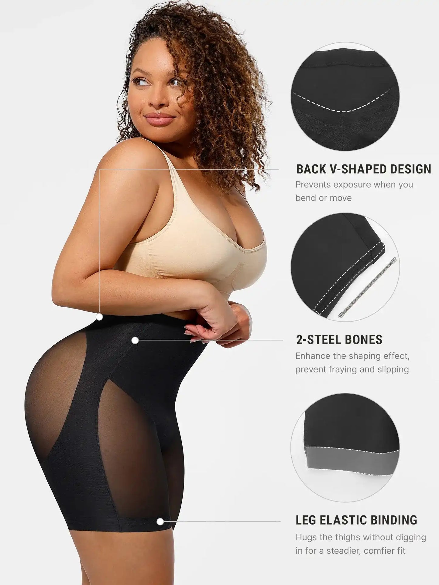 Mesh Tummy Control Bodysuit & Shorts Set