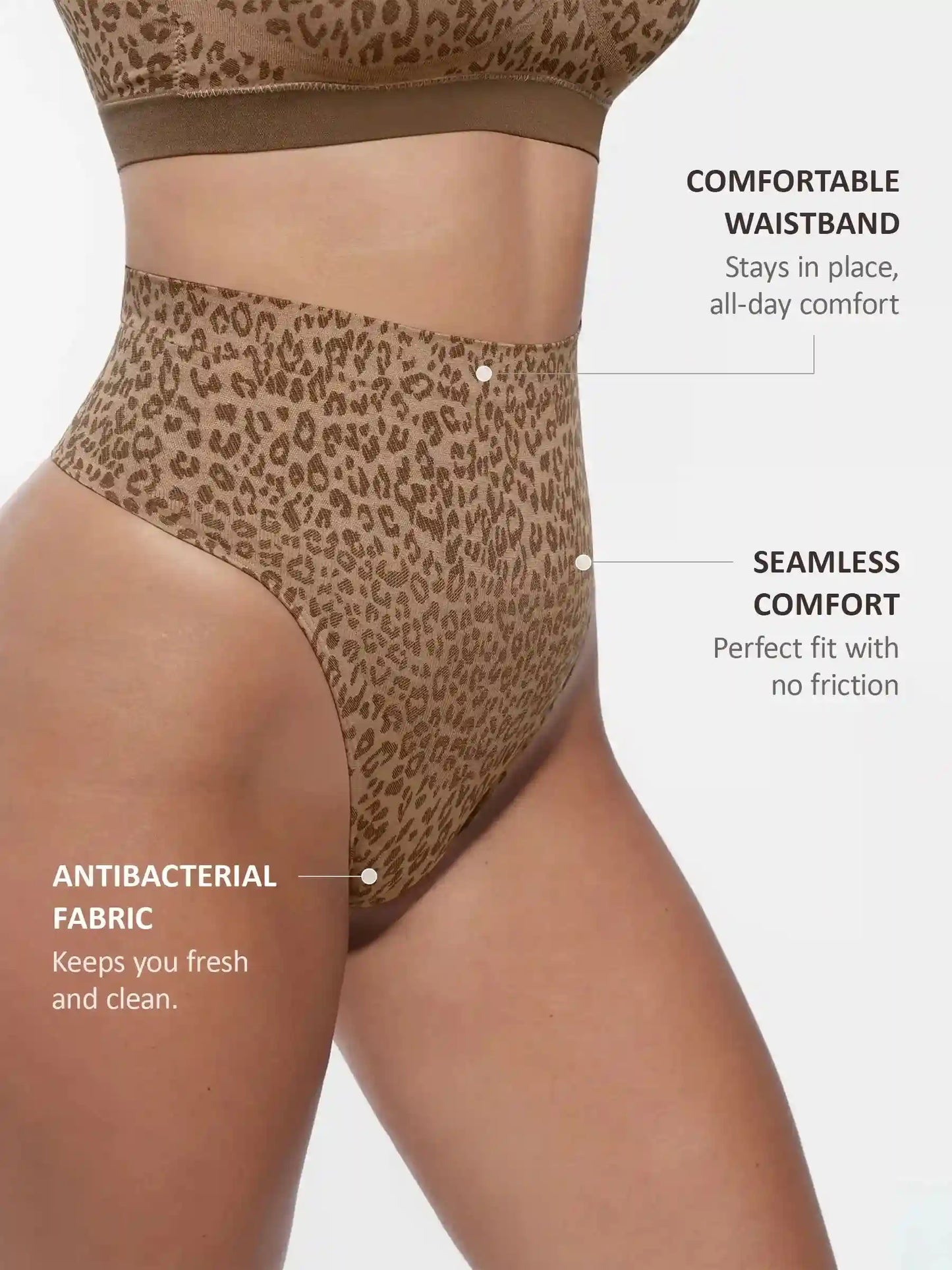 Mid-Waist Leopard Print Tummy Control Thong