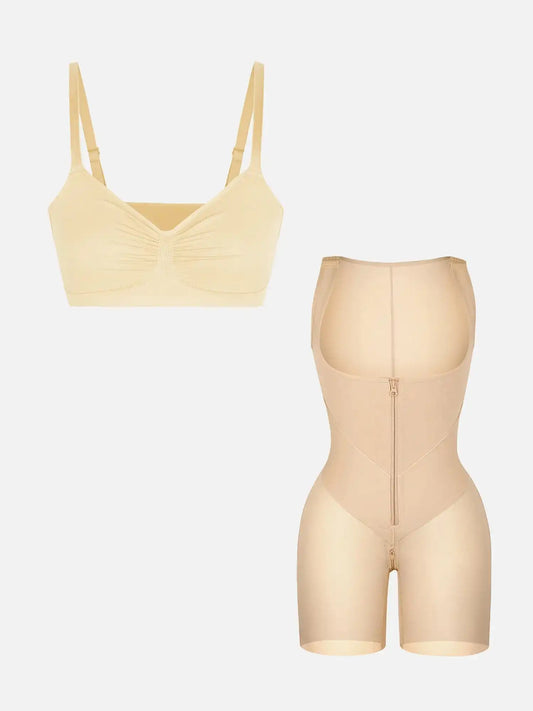 V-Shaped Shaping Lift Bodysuit & Unlined Soft Bra Bundle