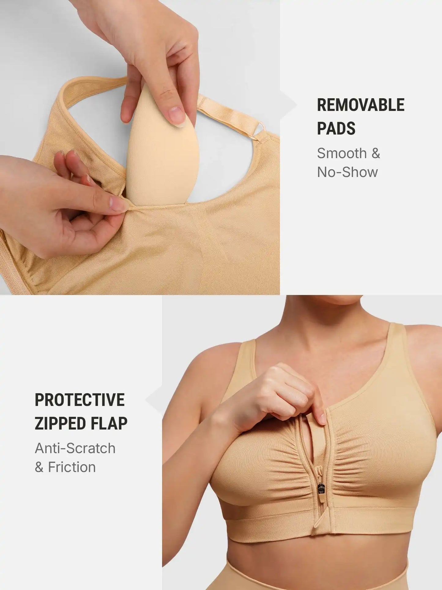Seamless Front-Opening Zipper Bra