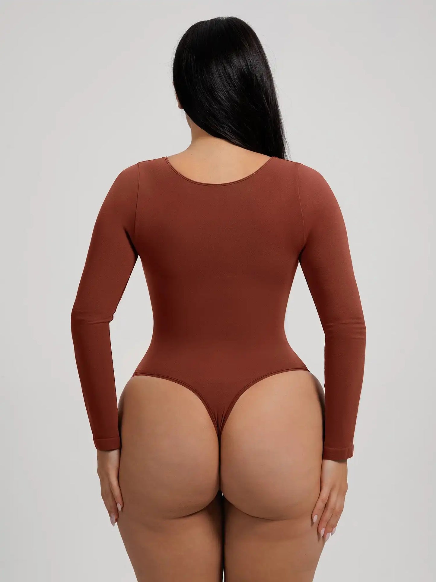Seamless Long Sleeve Tummy Control Thong Bodysuit