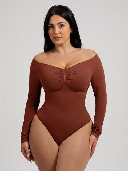 Seamless Long Sleeve Tummy Control Thong Bodysuit