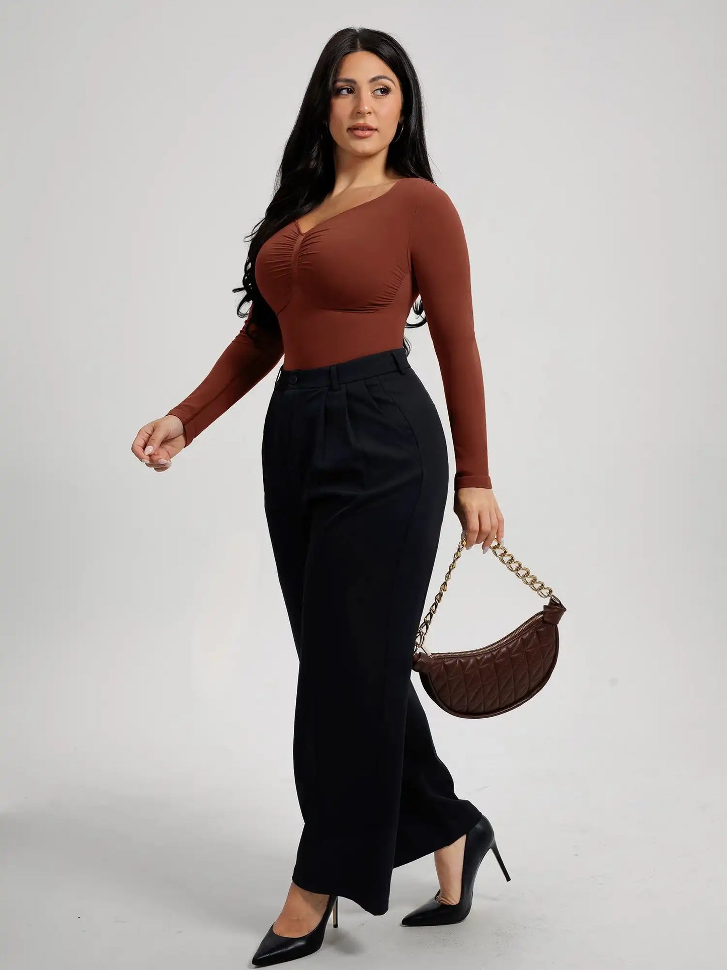 Seamless Long Sleeve Tummy Control Thong Bodysuit