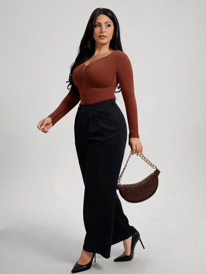 Seamless Long Sleeve Tummy Control Thong Bodysuit
