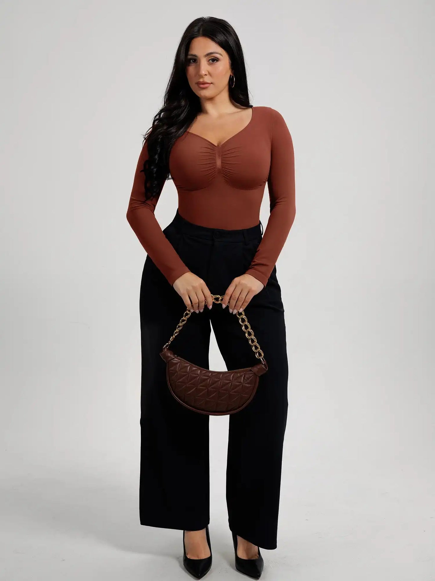 Seamless Long Sleeve Tummy Control Thong Bodysuit