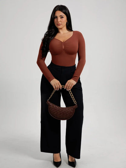 Seamless Long Sleeve Tummy Control Thong Bodysuit
