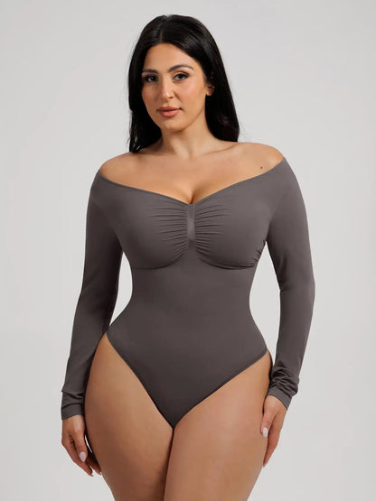 Seamless Long Sleeve Tummy Control Thong Bodysuit