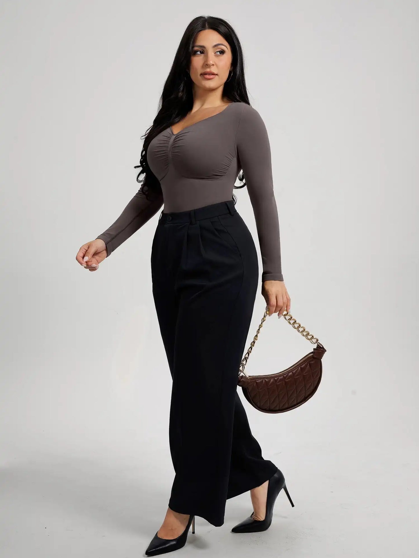 Seamless Long Sleeve Tummy Control Thong Bodysuit