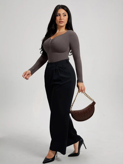 Seamless Long Sleeve Tummy Control Thong Bodysuit