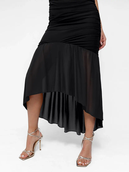 Popilush Shapewear Bluetag Cooling Ruched Mesh Bodycon Maxi Dress
