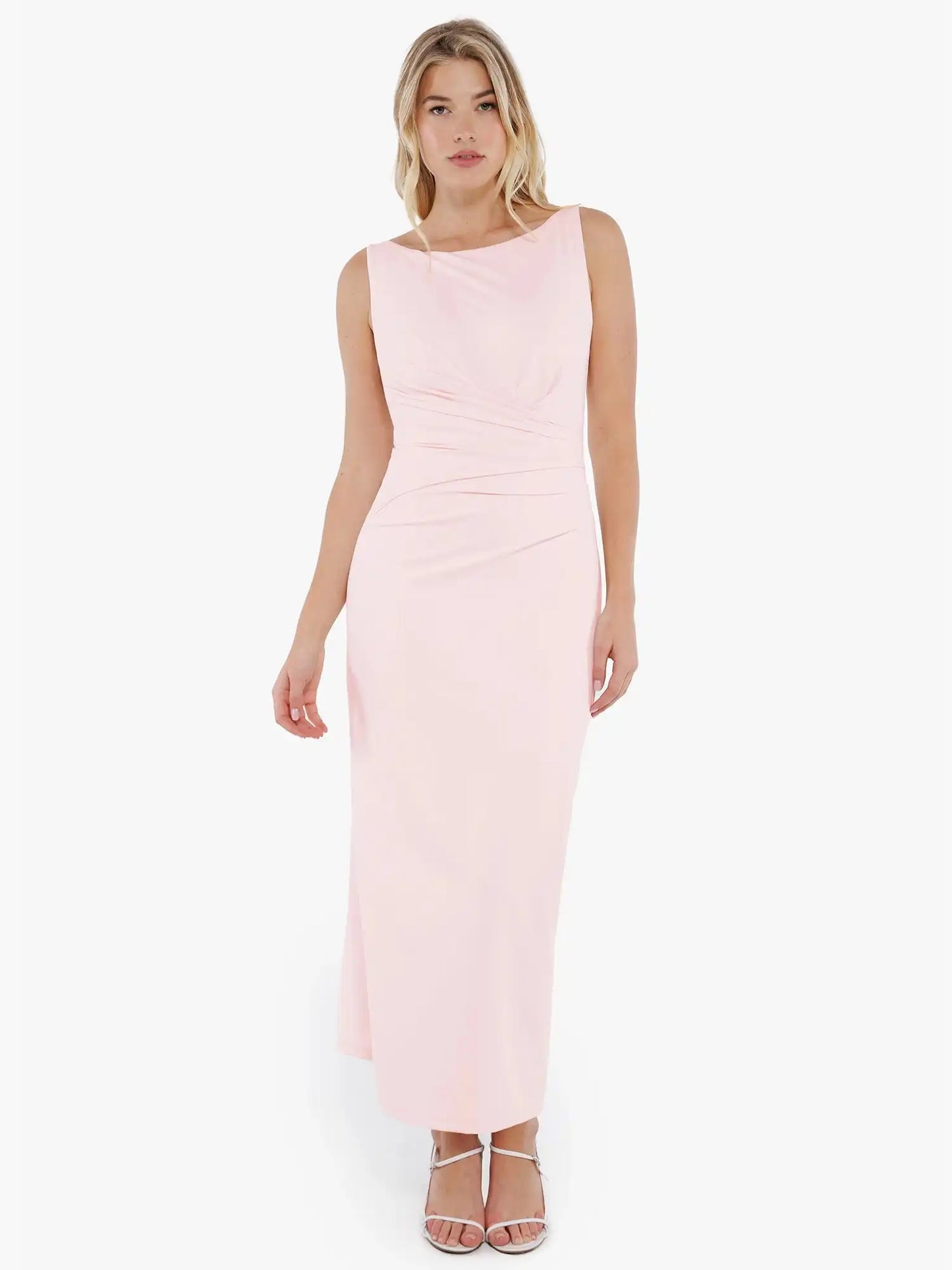 Popilush Shapewear Boatneck Draped Sculpting Maxi Dress