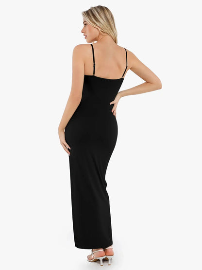 Popilush Shapewear Ruched Bias Twist Tummy Control Maxi Dress