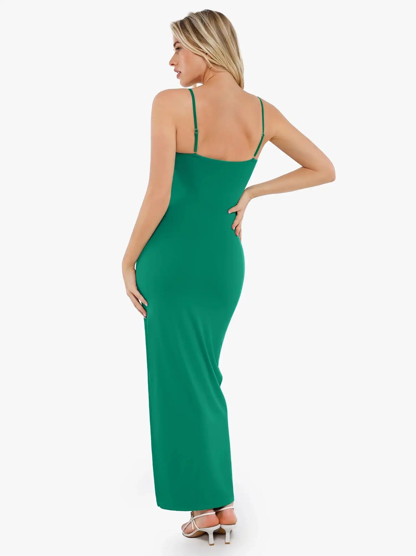 Popilush Shapewear Ruched Bias Twist Tummy Control Maxi Dress