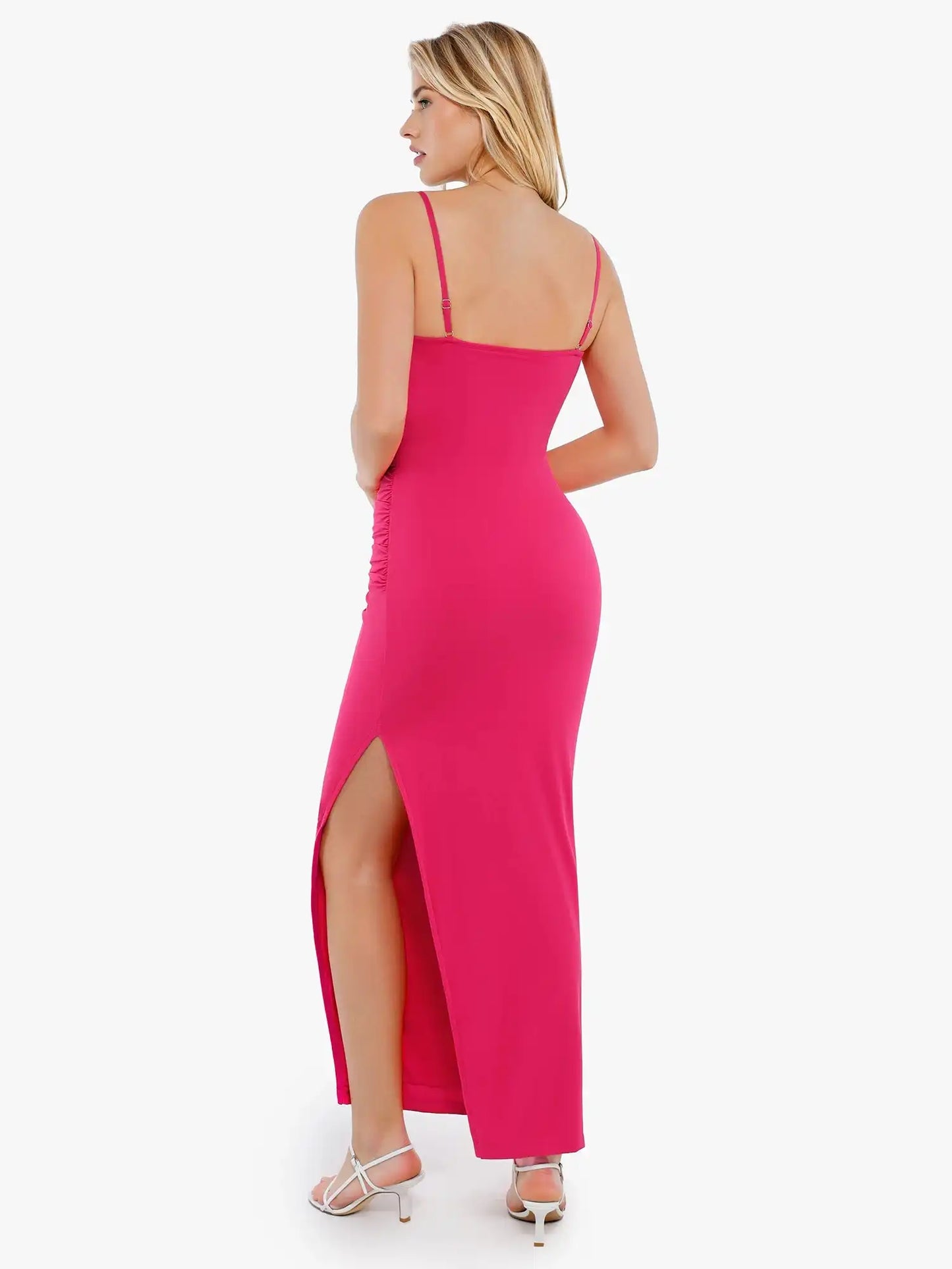 Popilush Shapewear Ruched Bias Twist Tummy Control Maxi Dress