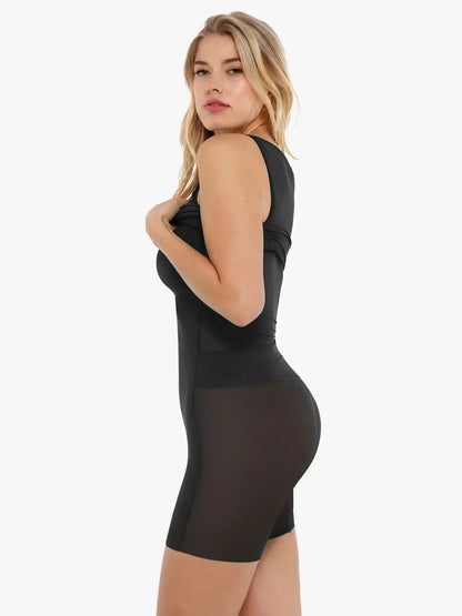 Popilush Shapewear Ruched Bodycon Cascade Mini Dress
