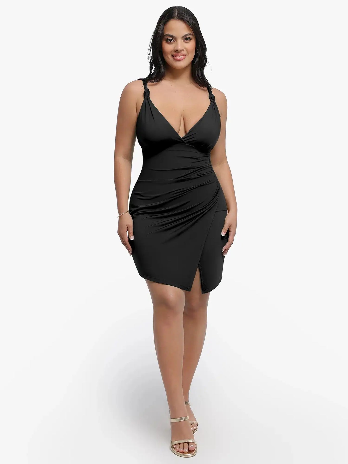 Popilush Shapewear Sculpting Side Slit Mini Dress