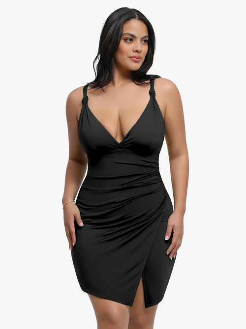 Popilush Shapewear Sculpting Side Slit Mini Dress