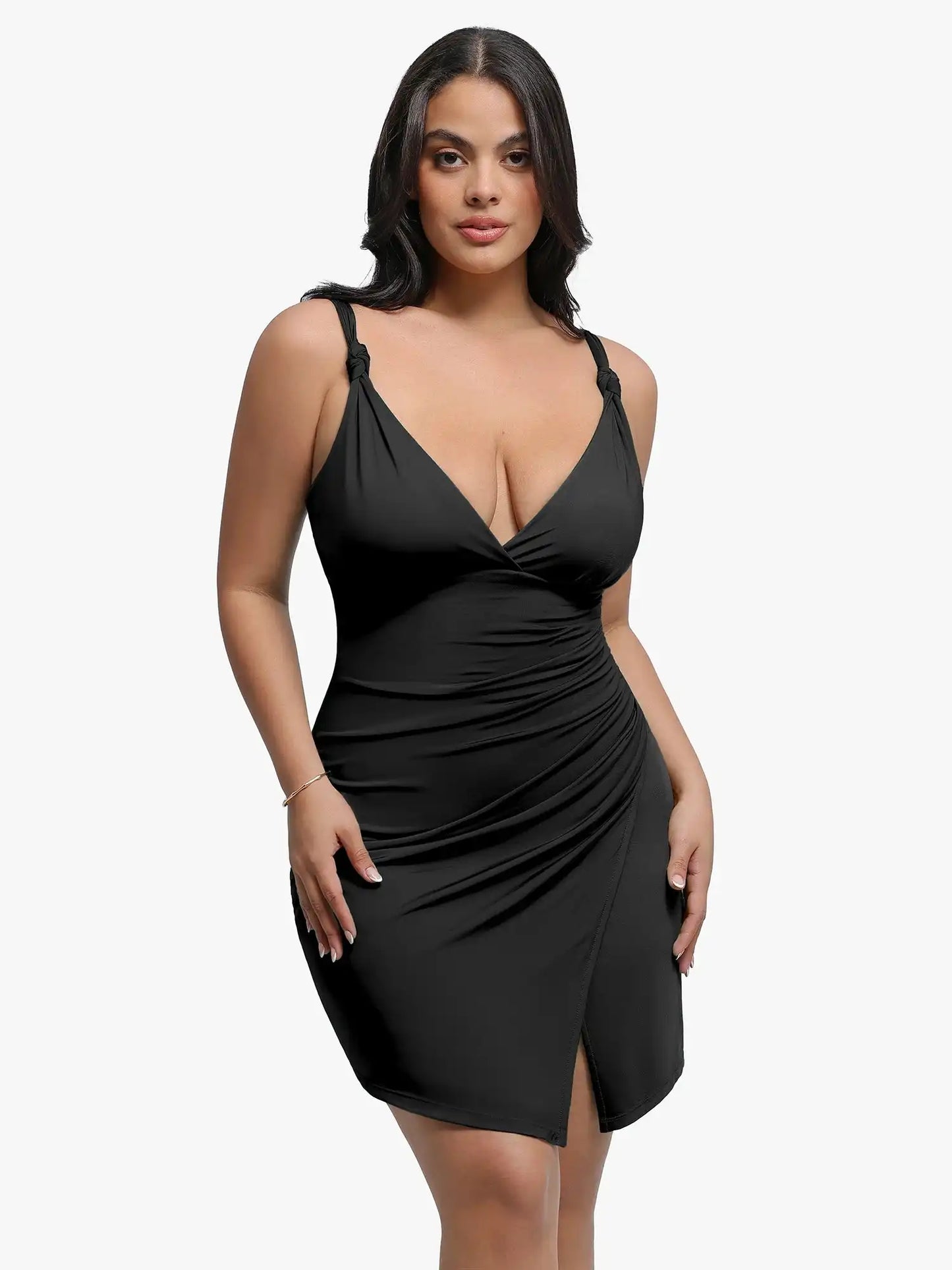Popilush Shapewear Sculpting Side Slit Mini Dress