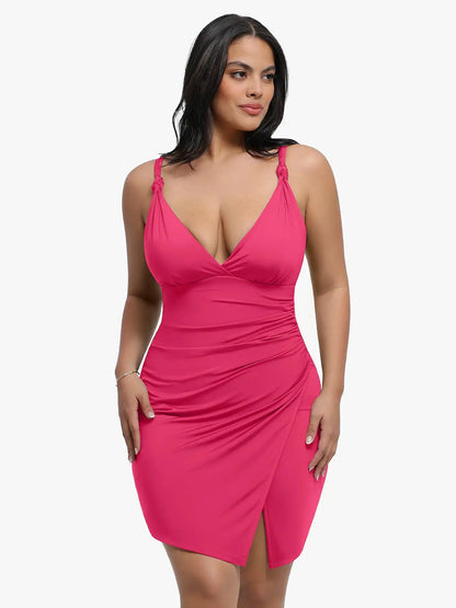 Popilush Shapewear Sculpting Side Slit Mini Dress