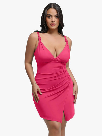 Popilush Shapewear Sculpting Side Slit Mini Dress
