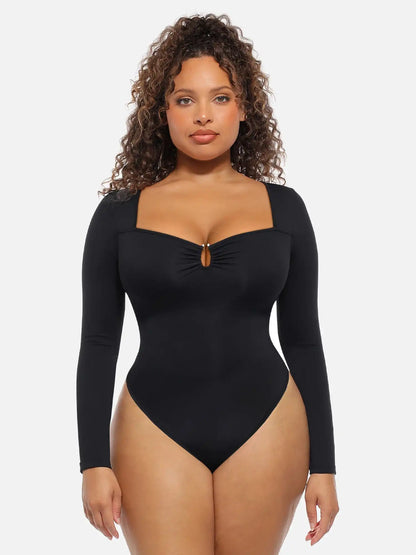 Ultra-Stretch Tummy Control Long-Sleeve Bodysuit