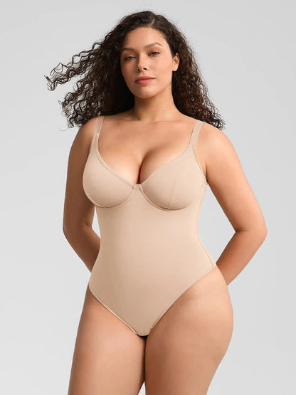 V-Neck Tummy Control Sculpt Bodysuit