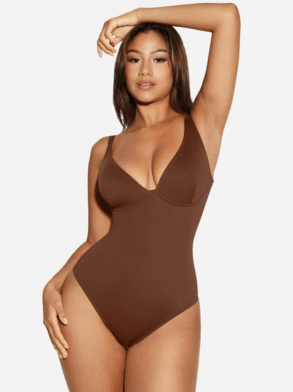 V-Neck Tummy Control Sculpt Bodysuit