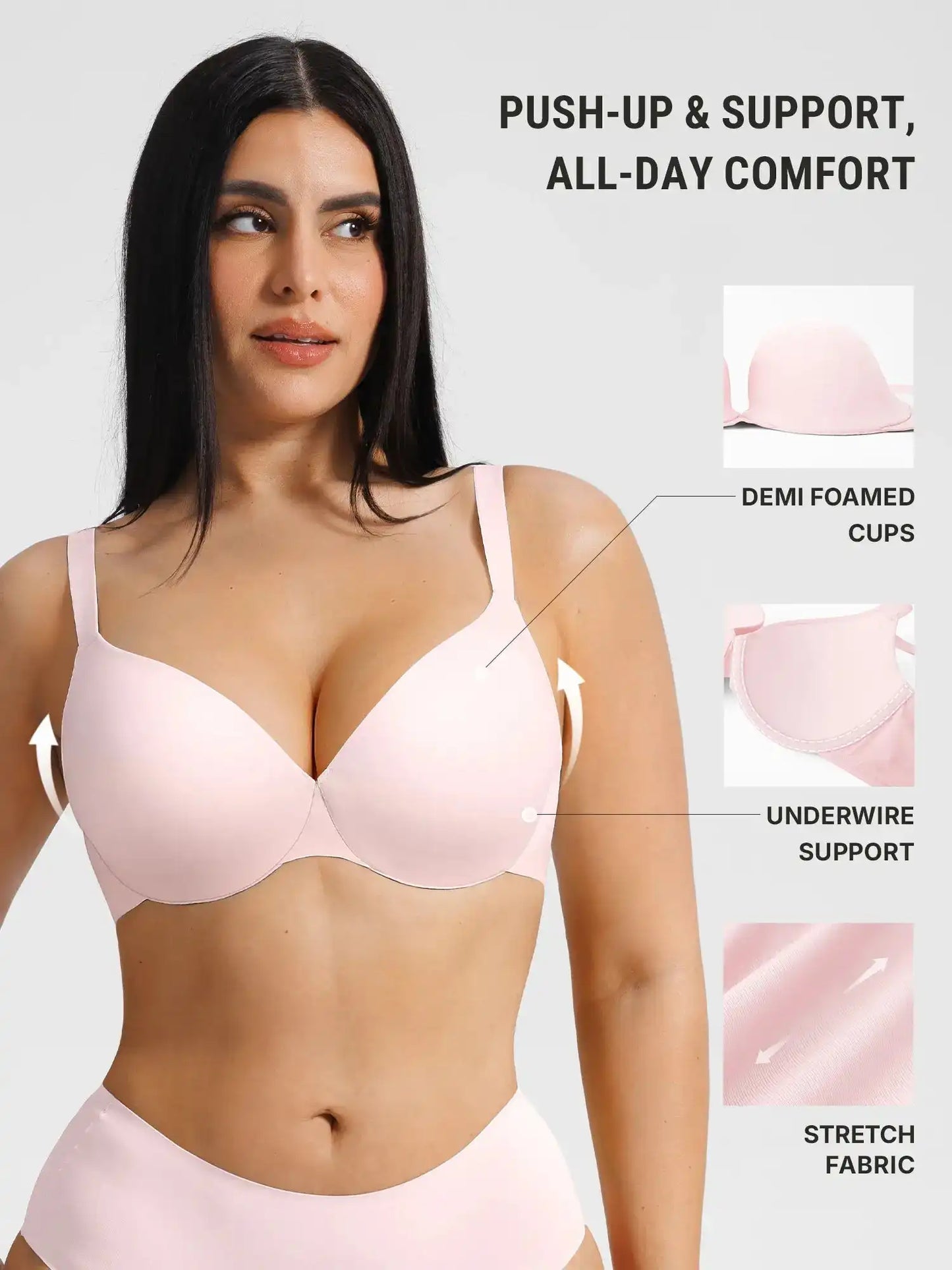 Push Up Lightly Lined Demi Bra