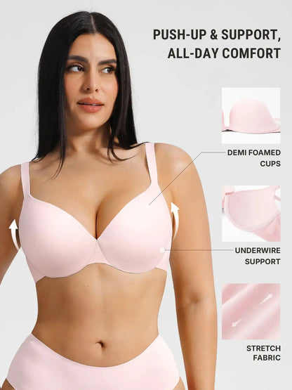 Push Up Lightly Lined Demi Bra