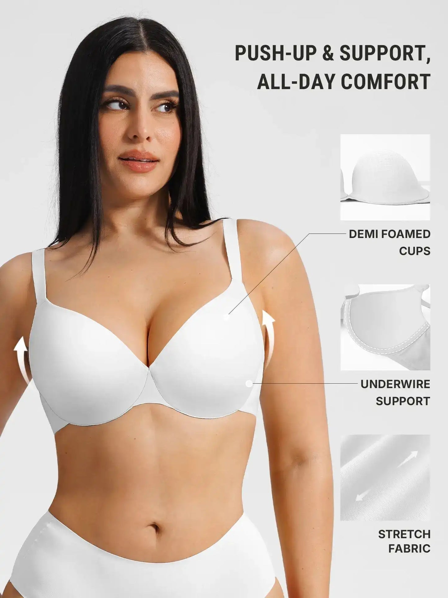 Push Up Lightly Lined Demi Bra