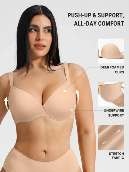 Push Up Lightly Lined Demi Bra