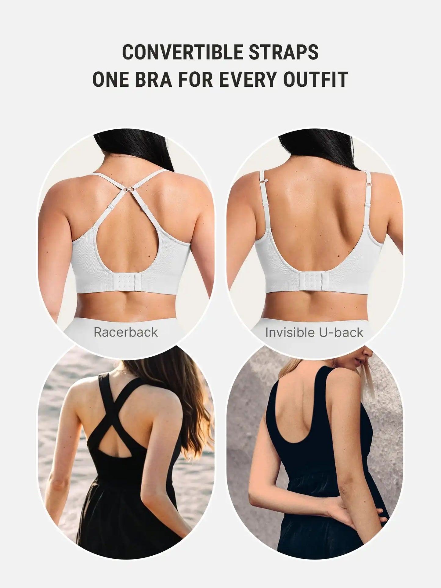 Lift Adjustable Seamless Wireless Ribbed Bra