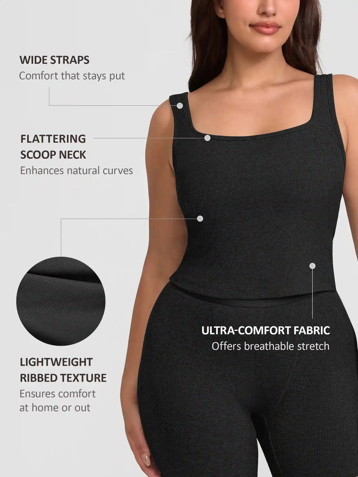 Ribbed Square-Neck Lounge Tank Top