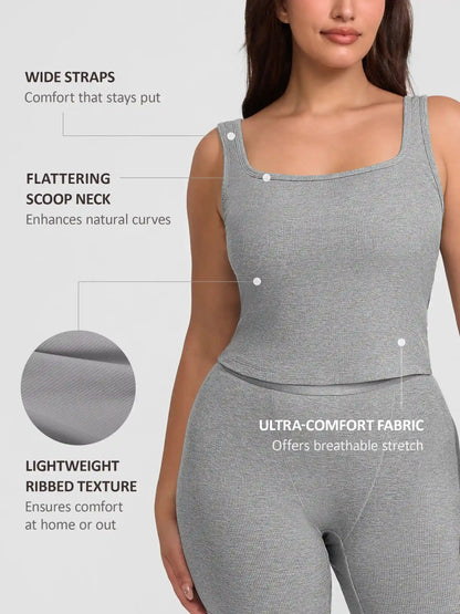 Ribbed Square-Neck Lounge Tank Top