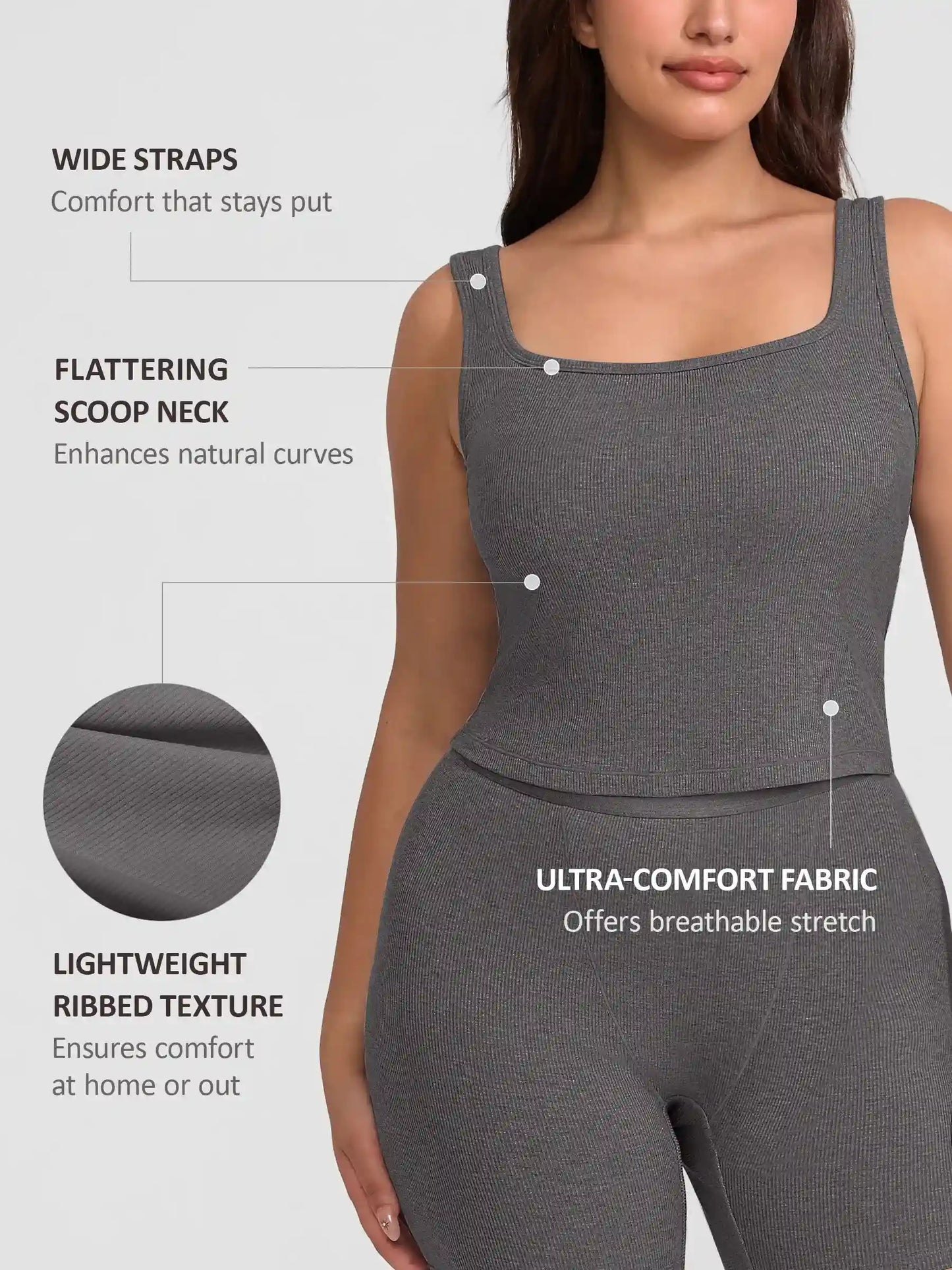 Ribbed Square-Neck Lounge Tank Top