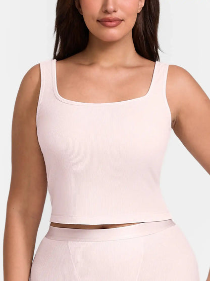 Ribbed Square-Neck Lounge Tank Top