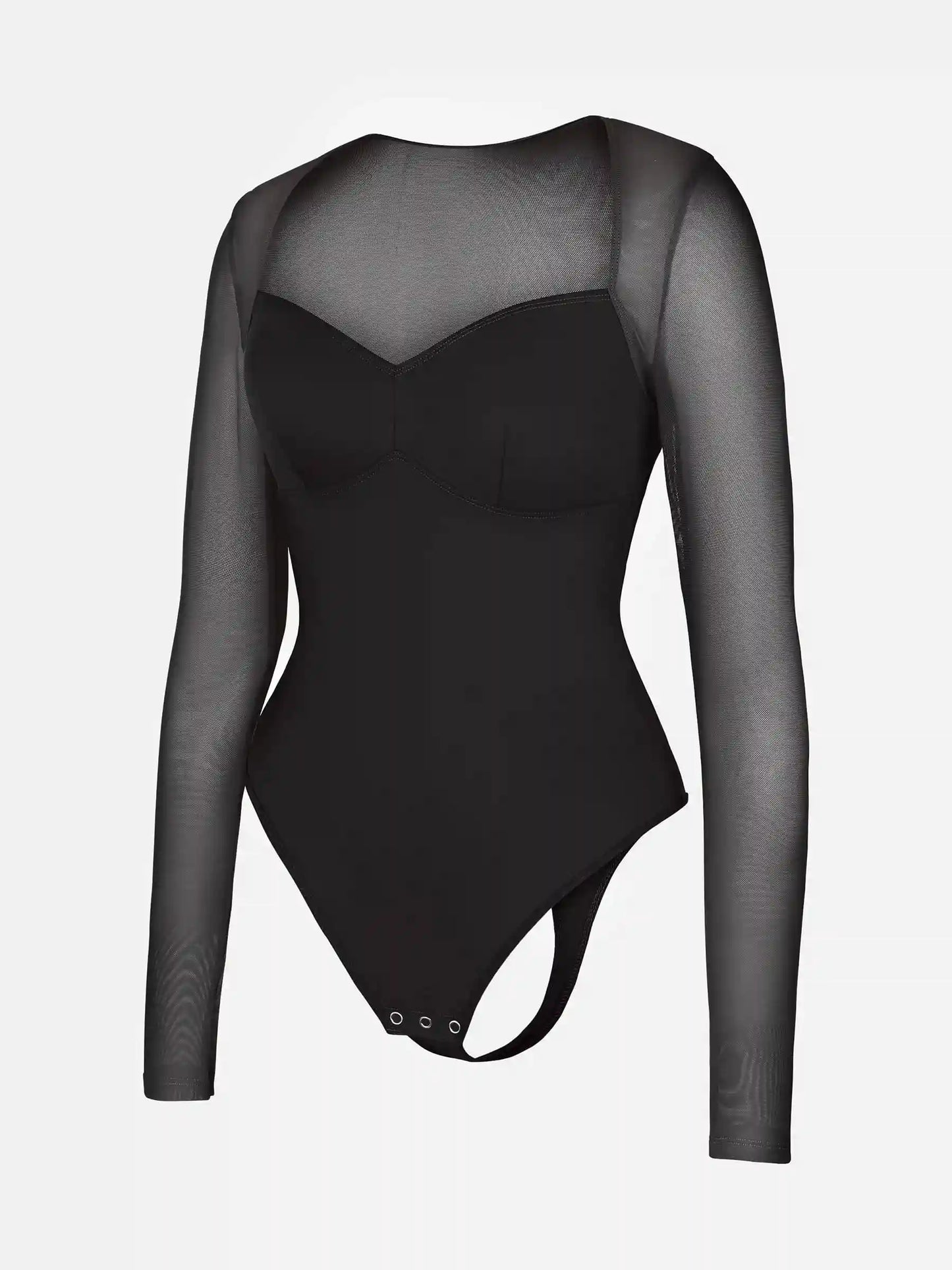 Mesh Panel V-Neck Bodysuit
