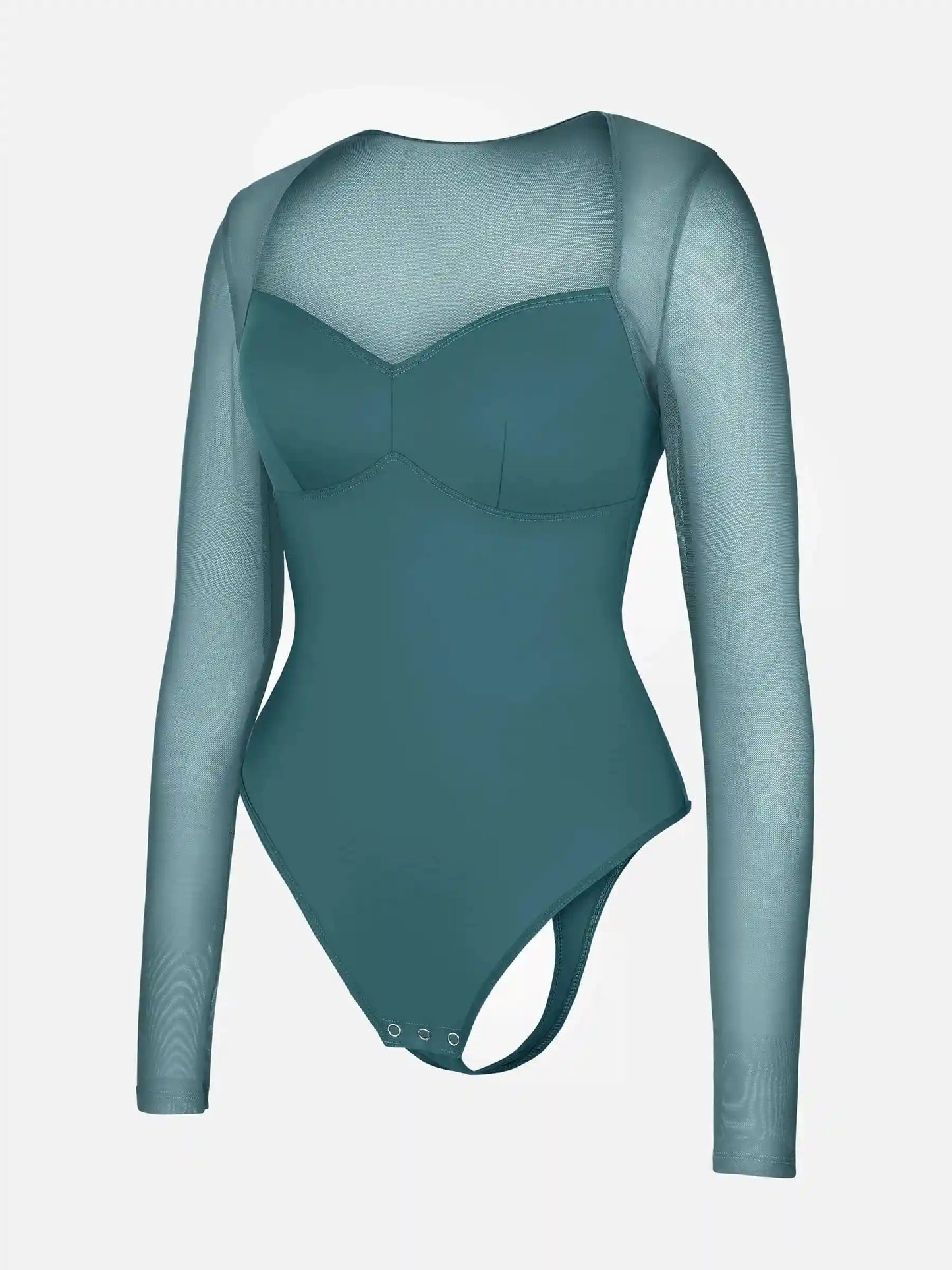 Mesh Panel V-Neck Bodysuit