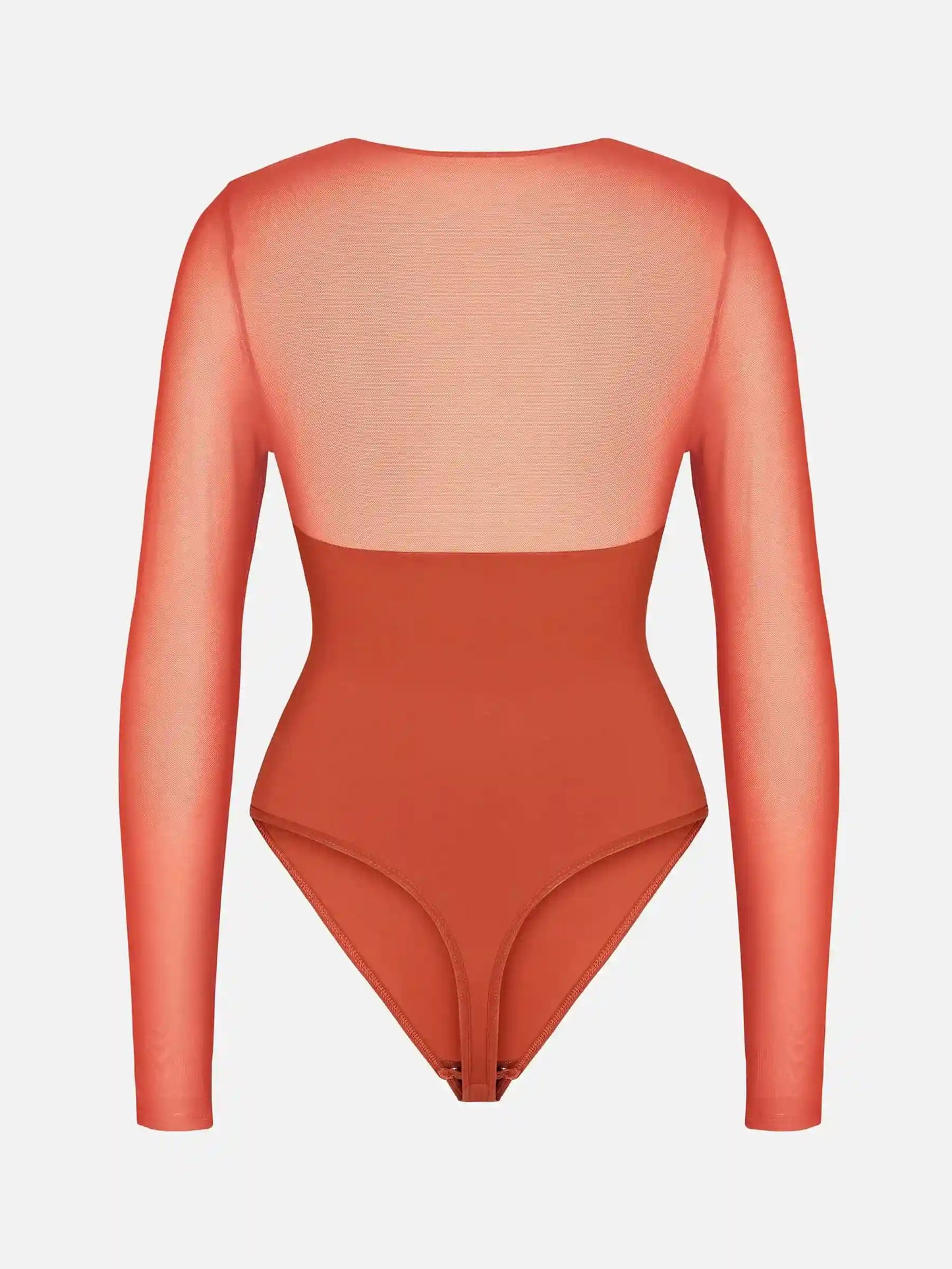Mesh Panel V-Neck Bodysuit