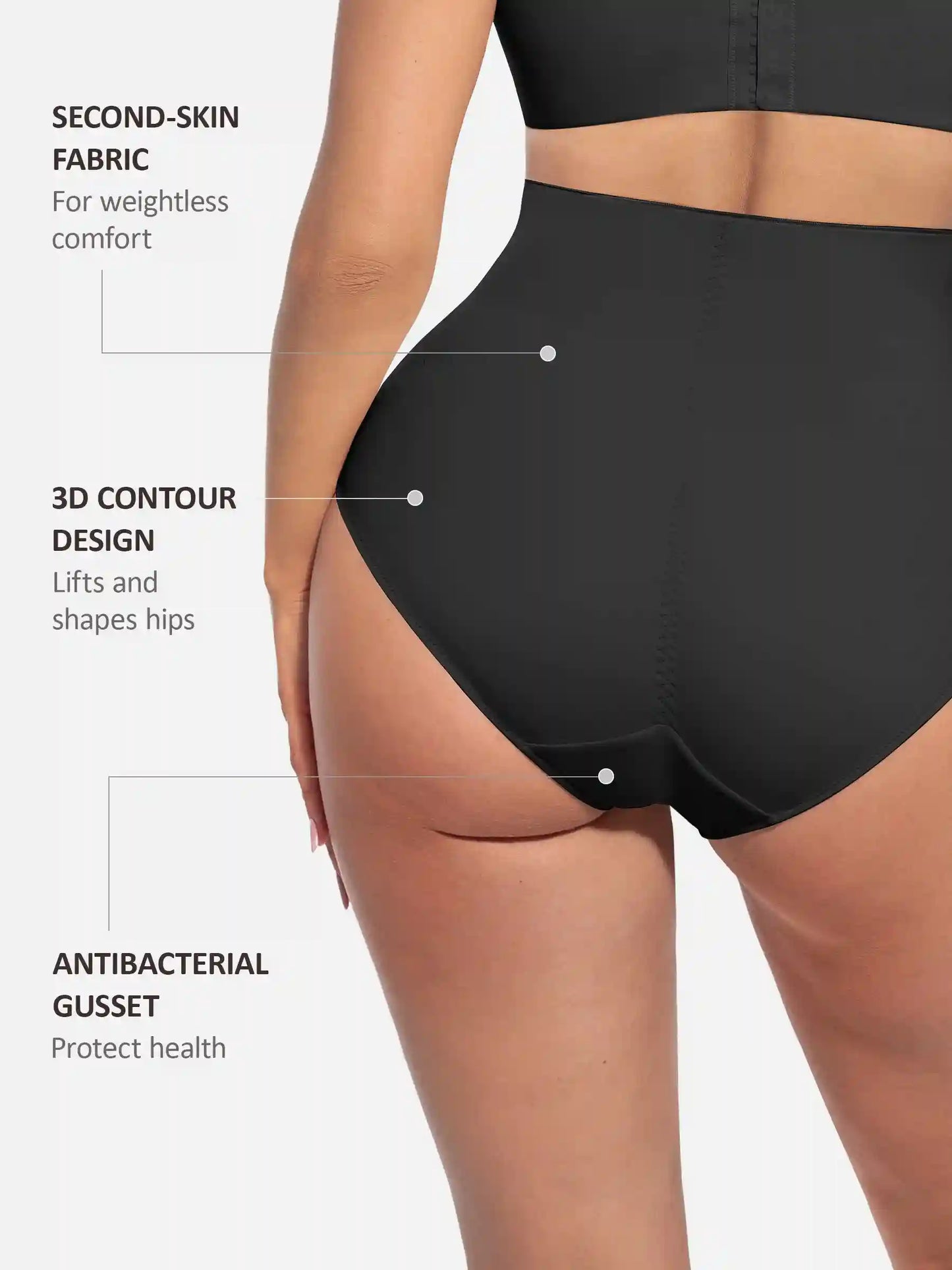 Built-in Elastic Mid-Waist Shaping Panties