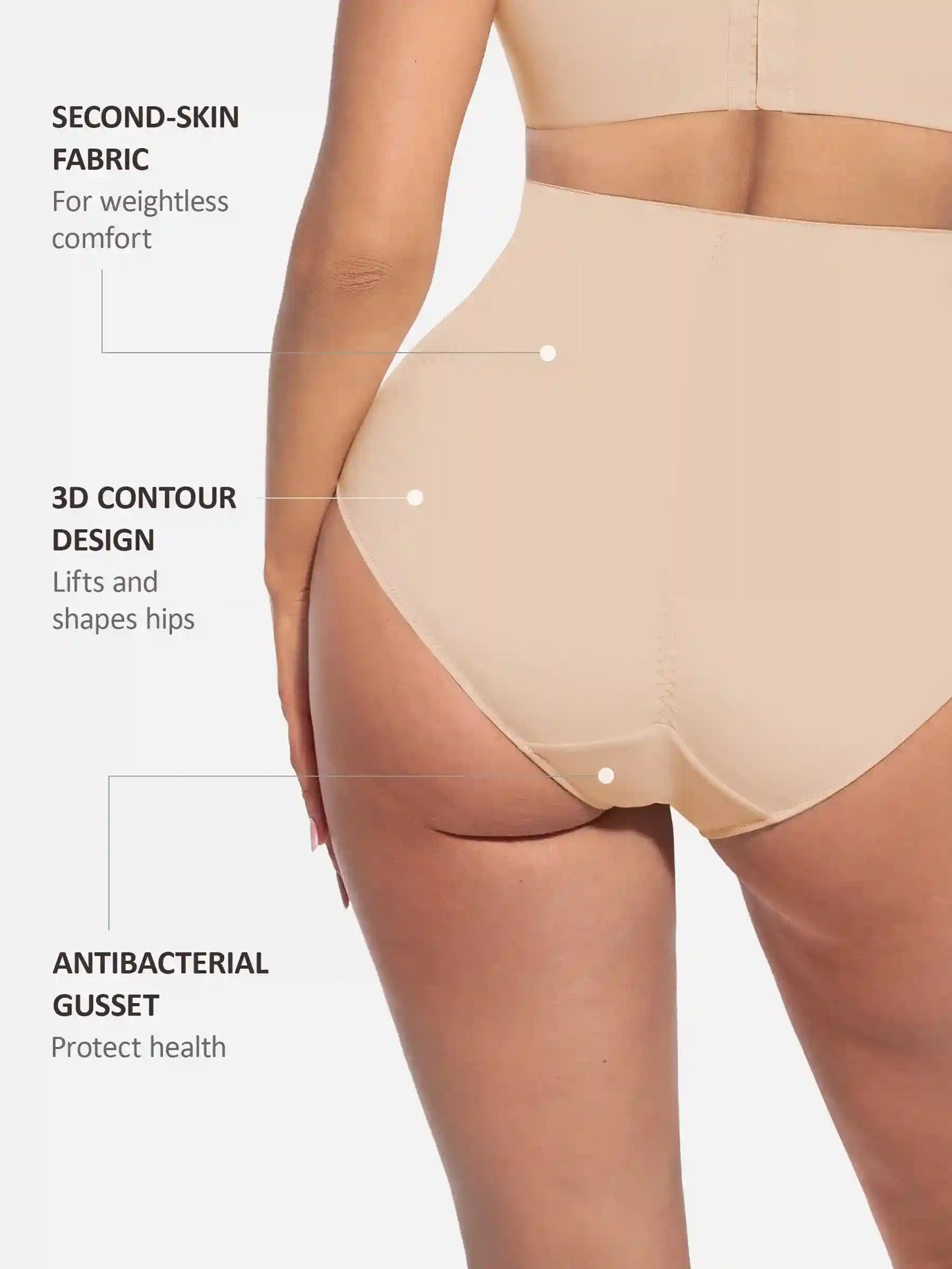 Built-in Elastic Mid-Waist Shaping Panties