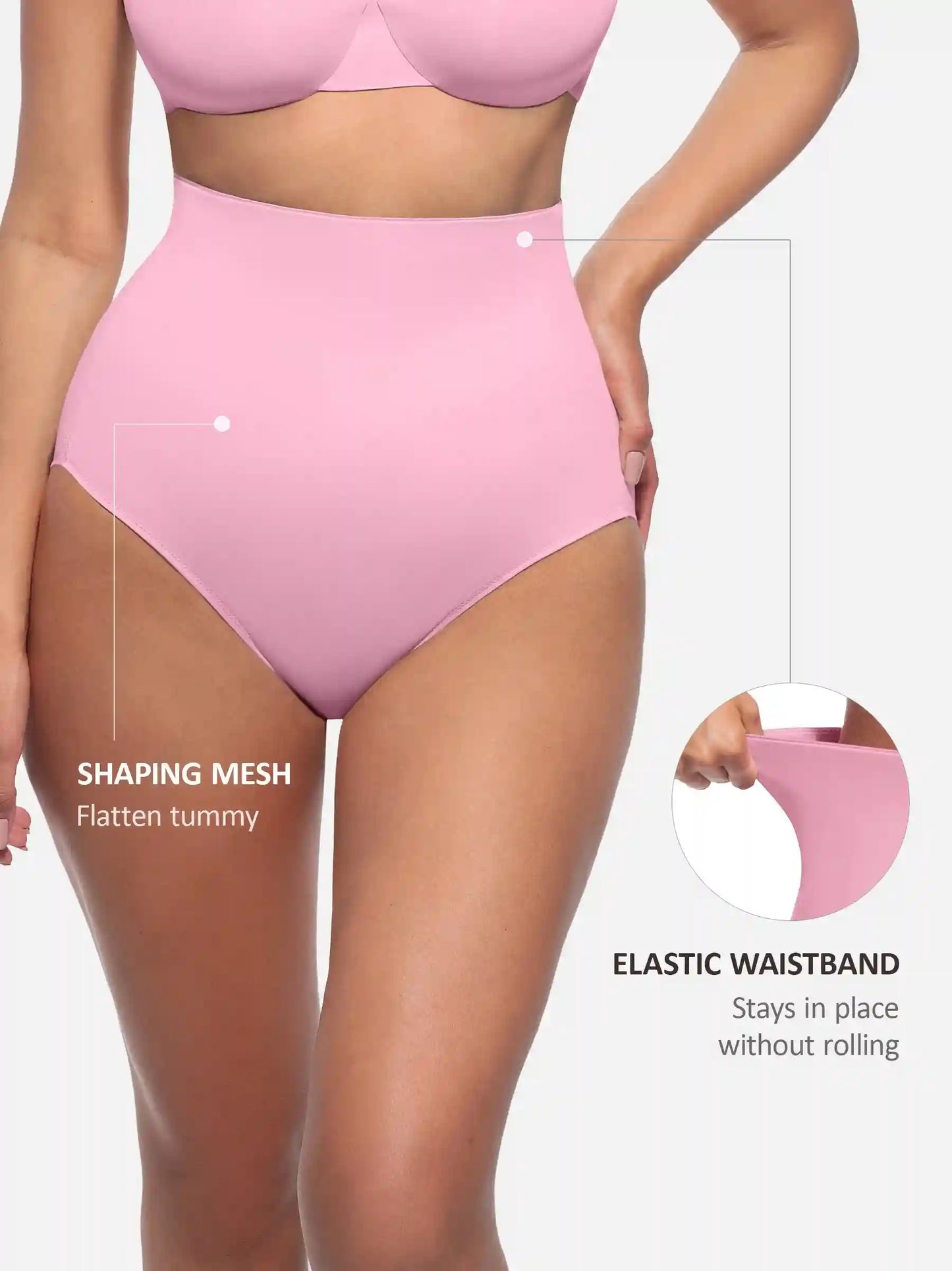 Built-in Elastic Mid-Waist Shaping Panties